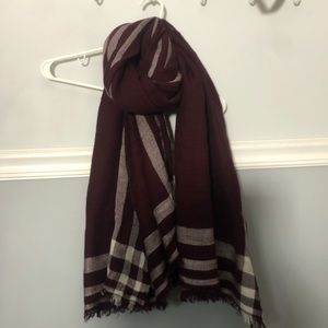 Aerie Burgundy and White Jumbo Blanket Scarf
